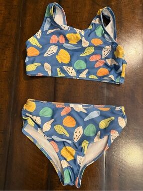 Pearl Street Swim Blue Seashell Two-Piece Swim Set size 9/10